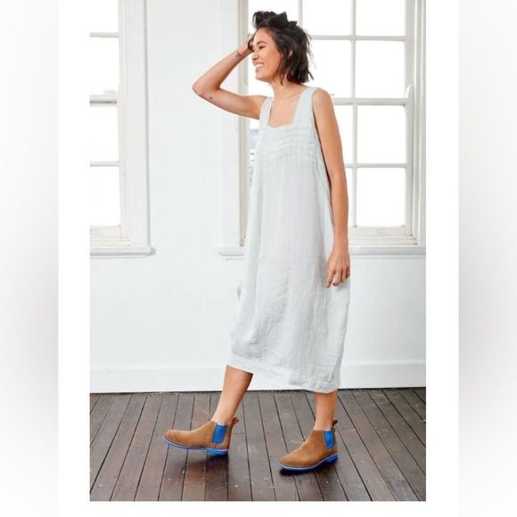 Women’s Montaigne Italian Linen Luca Forest Green Dress One Size Fits All - Picture 2 of 13